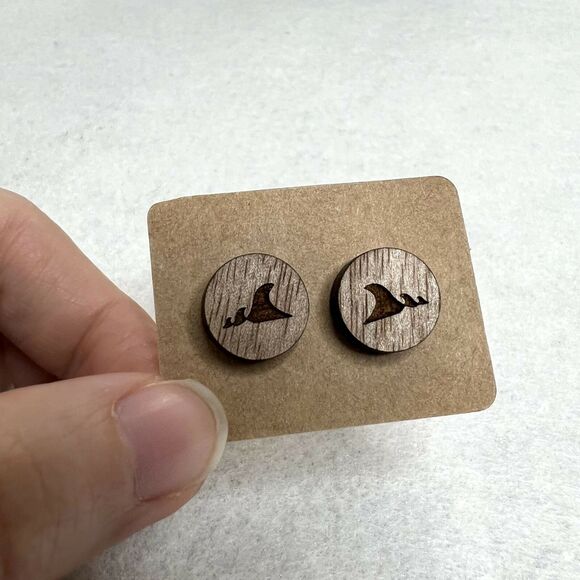 3 Pack Wooden Engraved Stud Earrings - Picture 4 of 4